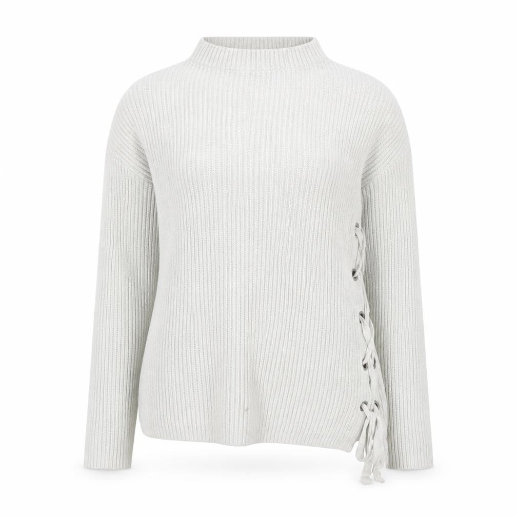 Front view of Oui Women's Ivory Mock Neck jumper, size 12
