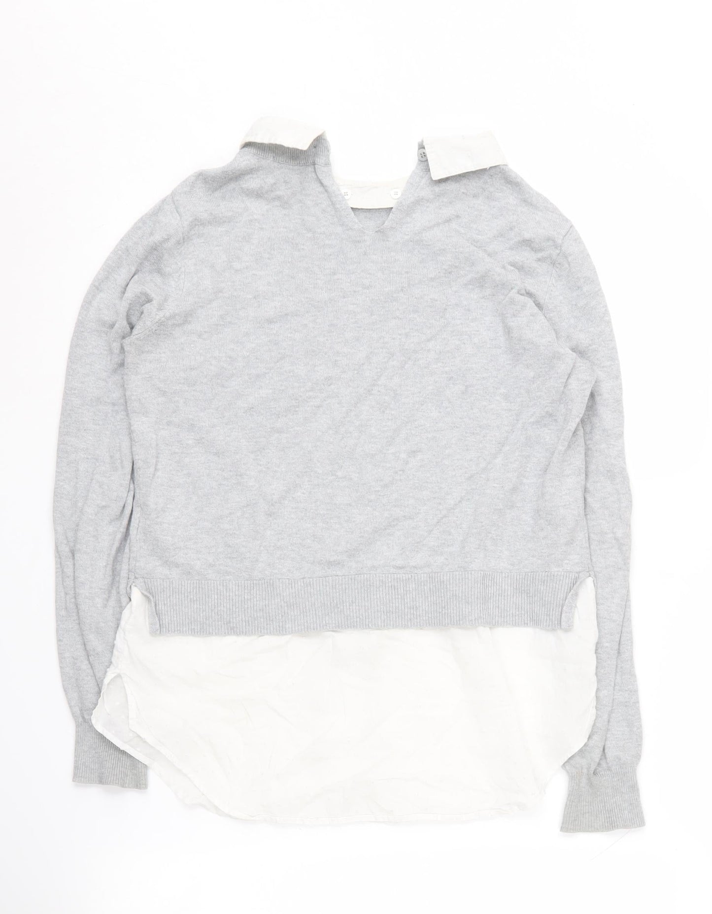 Oasis Women's Grey V-Neck Pullover Jumper S
