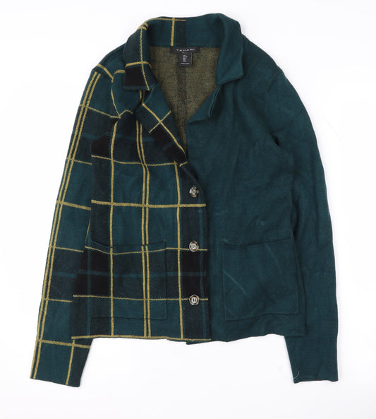 Tahari Women's Green Check Blazer Size S