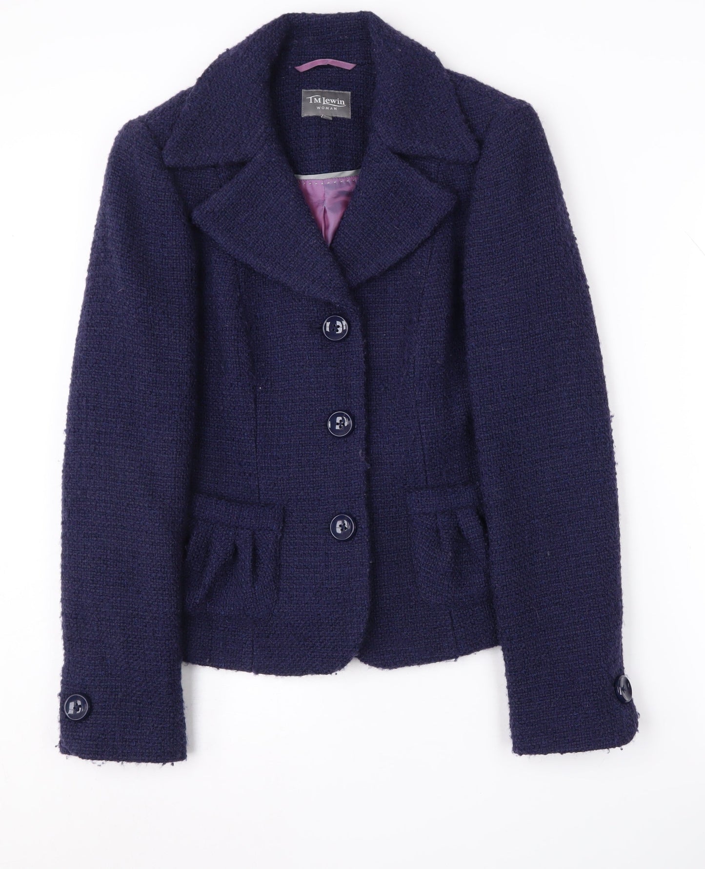 TM Lewin Women's Blue Boucle Blazer Size 8