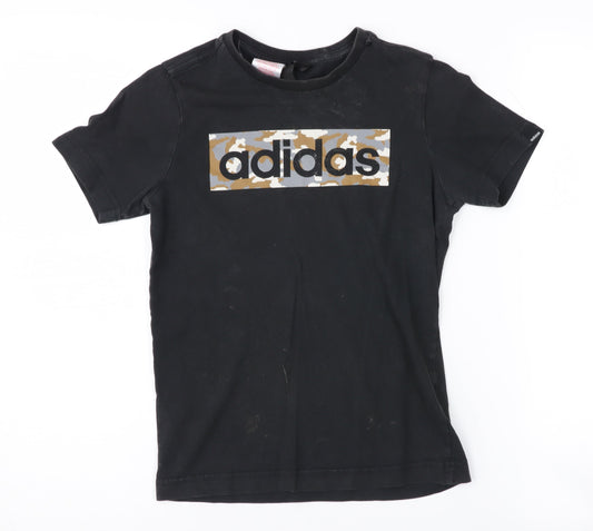 Adidas Boys Black Graphic T-Shirt 9-10 Years