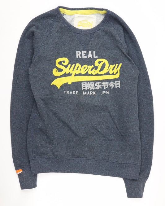 SuperDry Men's Blue Graphic Print Pullover Sweatshirt L