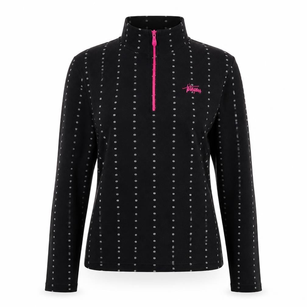 Womens UK S Regular Trespass Black Henley Sweatshirt