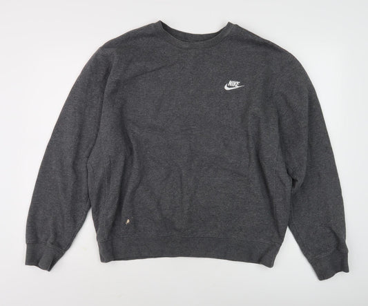 Nike Men's Grey Pullover Sweatshirt M - Logo Accent