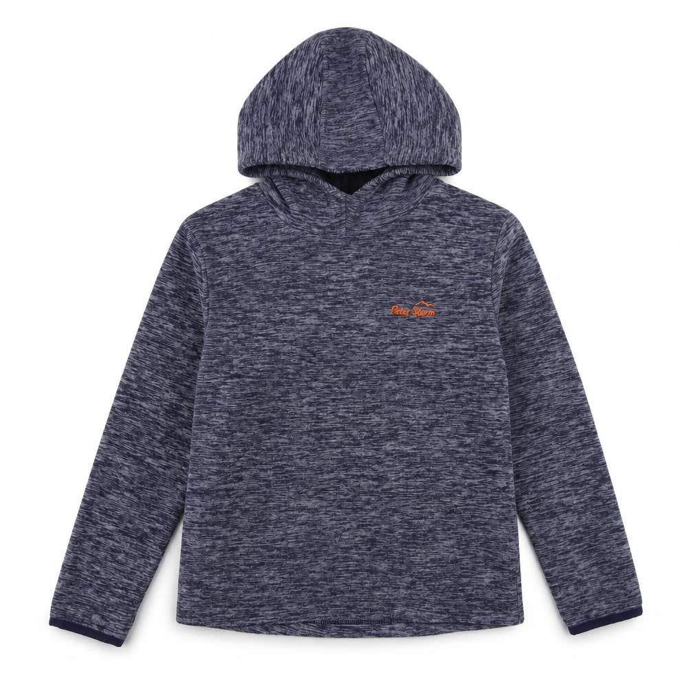 Front view of Peter Storm boys’ blue pullover hoodie, size 10, lightweight