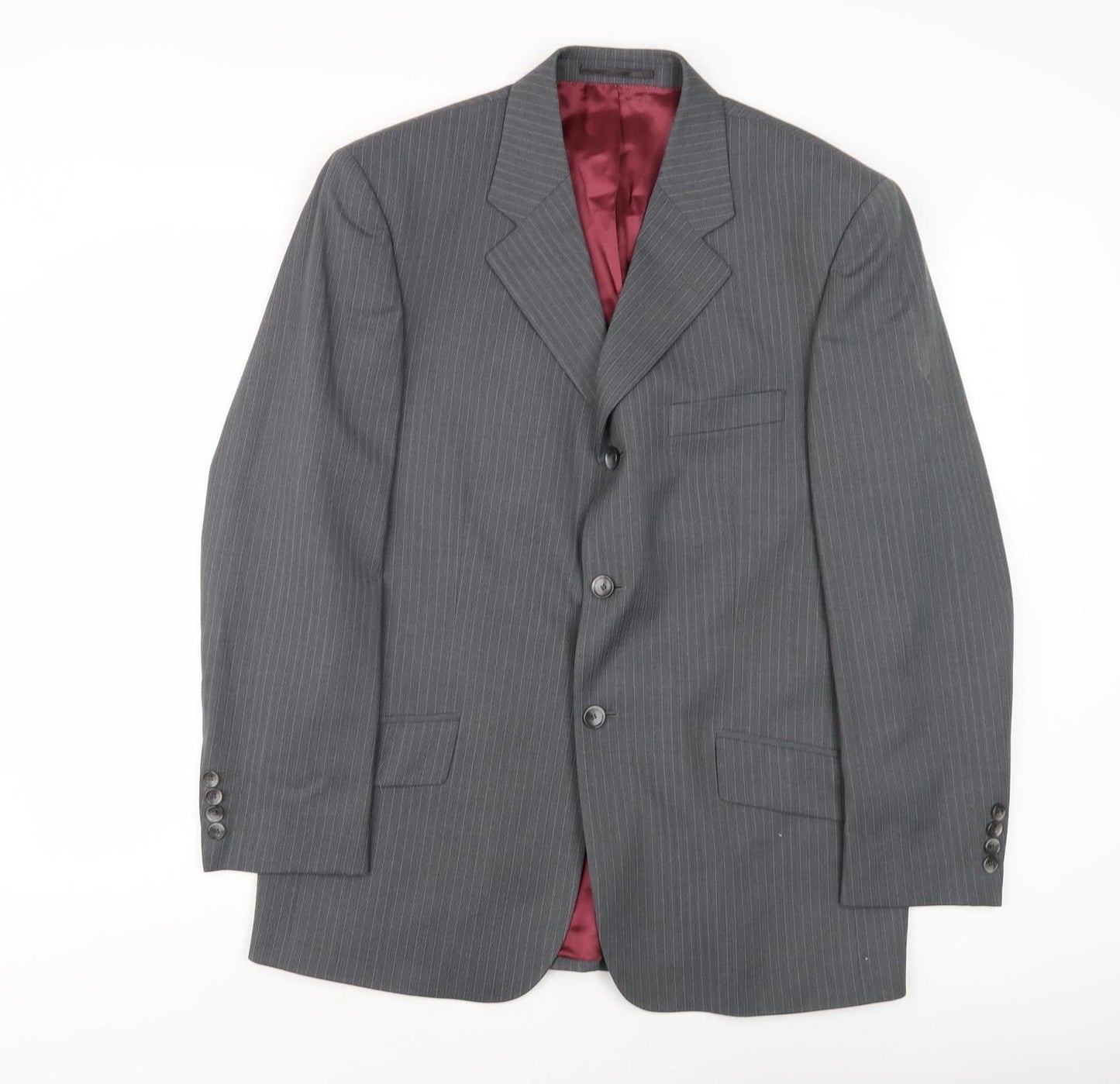 Farah Men's Grey Striped Suit Jacket 40S