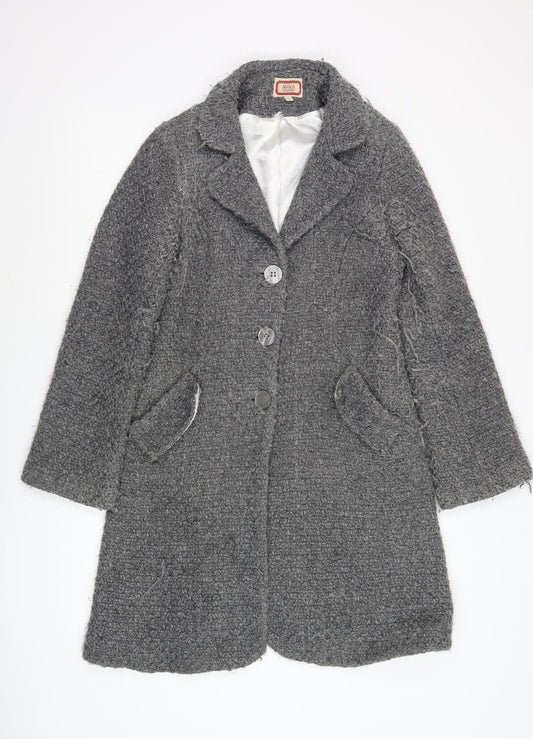 Ayoca Women's Grey Long Coat, L, Button, Lined
