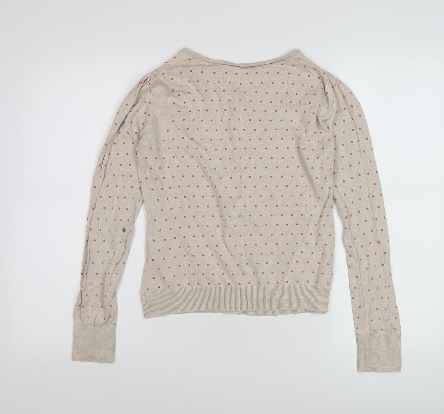 Dunnes Stores Women's Beige Polka Dot Cardigan Size 14