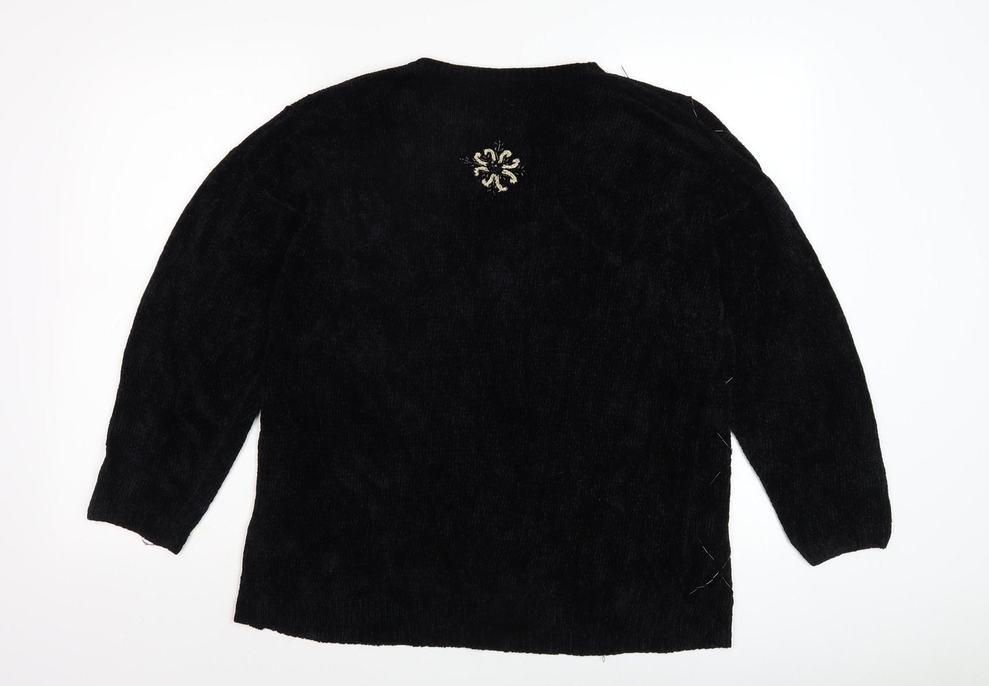 Jumper Women's Black Embroidered Viscose Jumper L