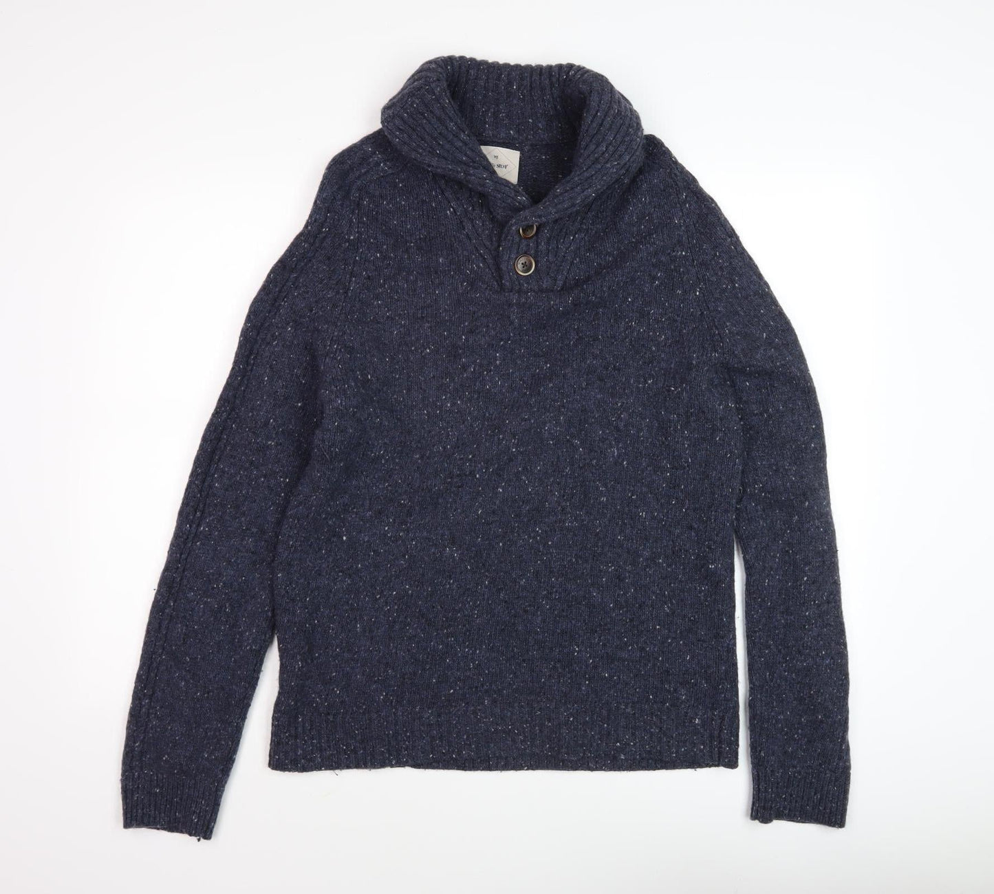 White Stuff Men's Blue Chunky Knit Pullover Jumper L