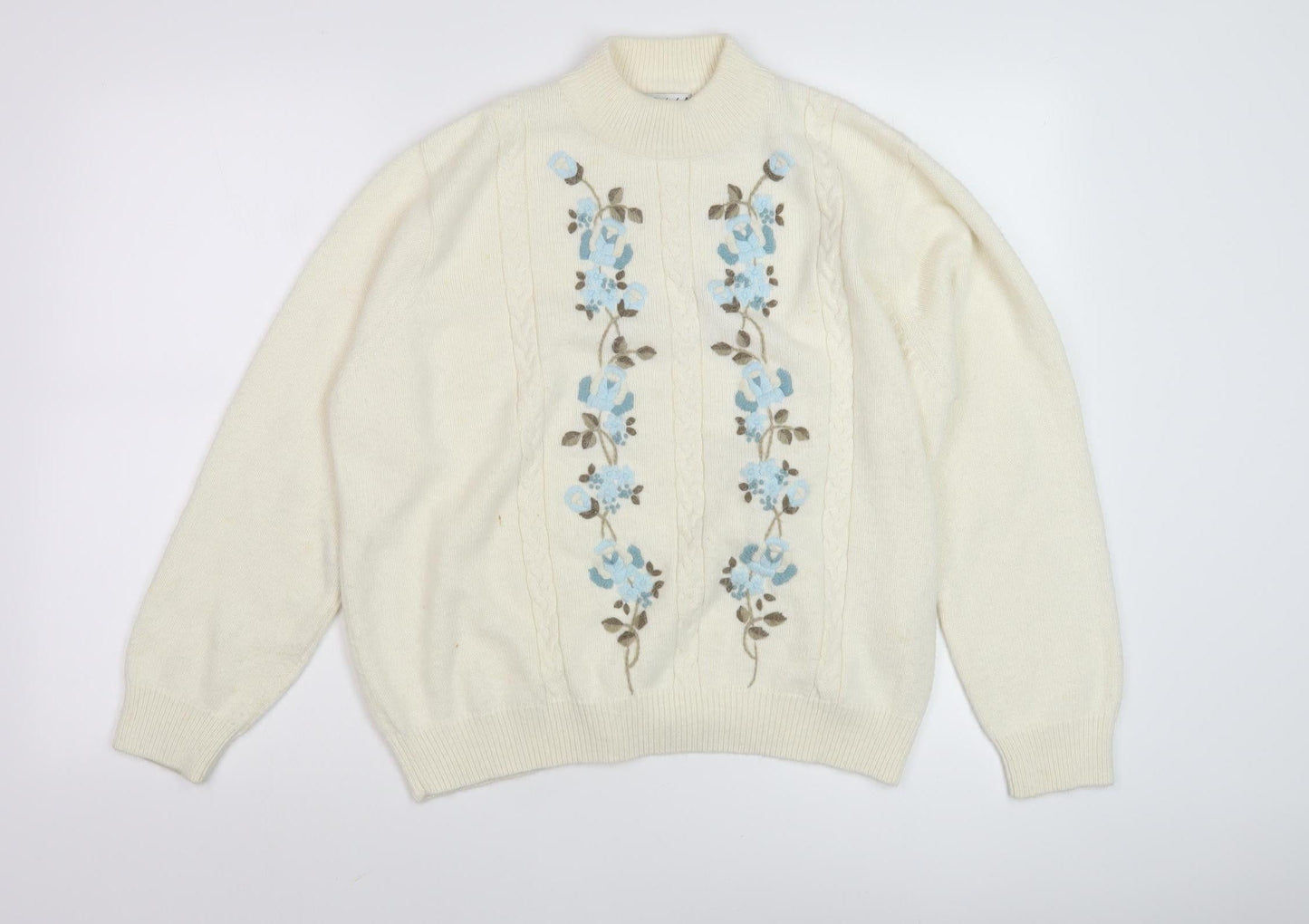 Berketex Women's Ivory Floral Embroidered Pullover Jumper - Size 22-24