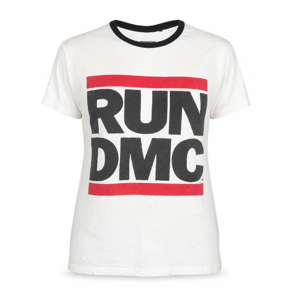 RUN Womens DMC White Ringer T-Shirt - Size 6