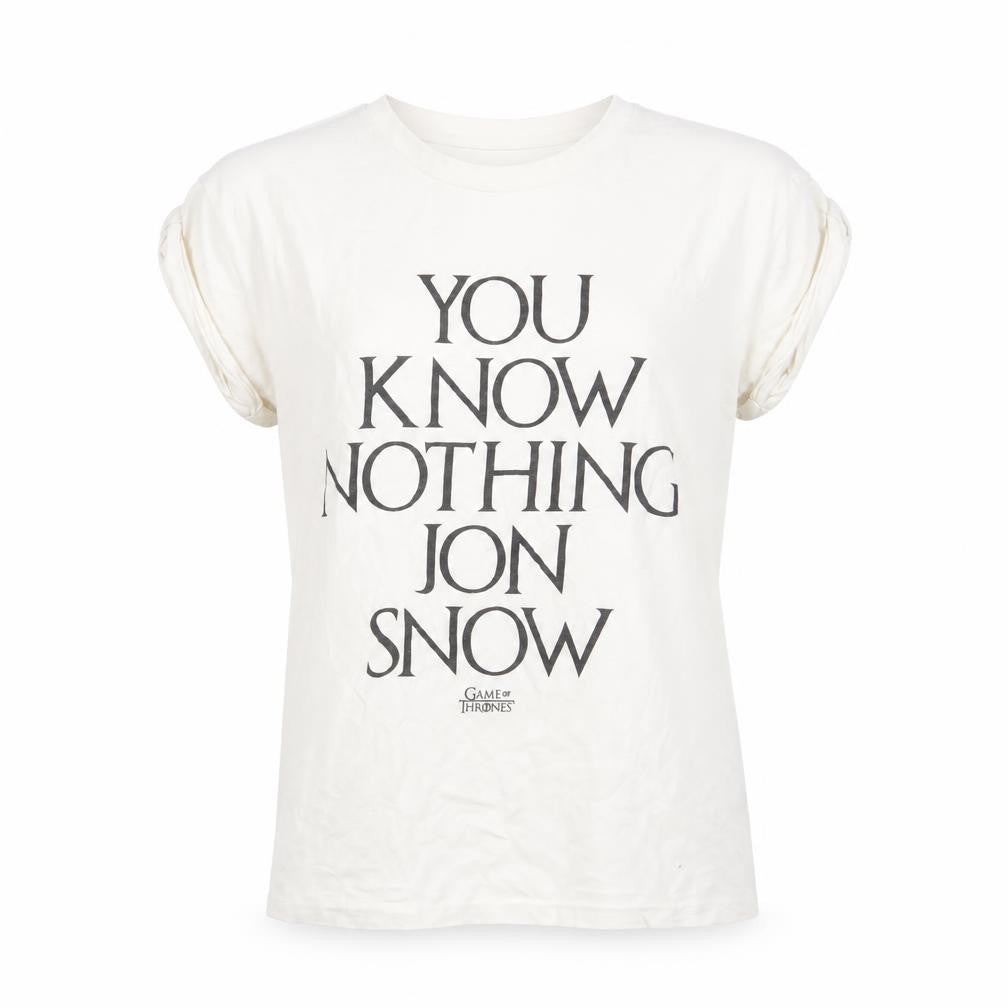 Front view of Atmosphere White Game of Thrones T-Shirt, size 6, Quotes