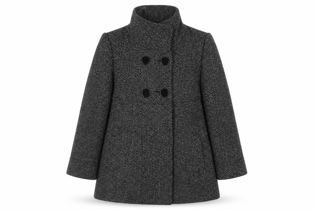 Tuchuzy Women's Black Tweed Coat Size 12 Double-Breasted