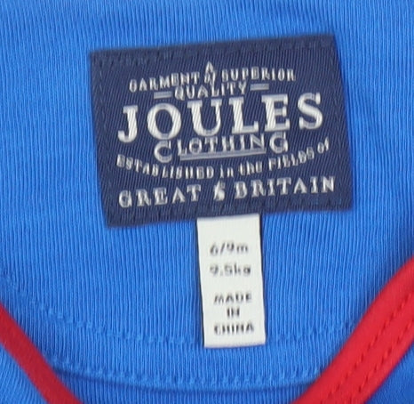 Joules Unisex Baby Blue T-Shirt 6-9 Months Graphic Print