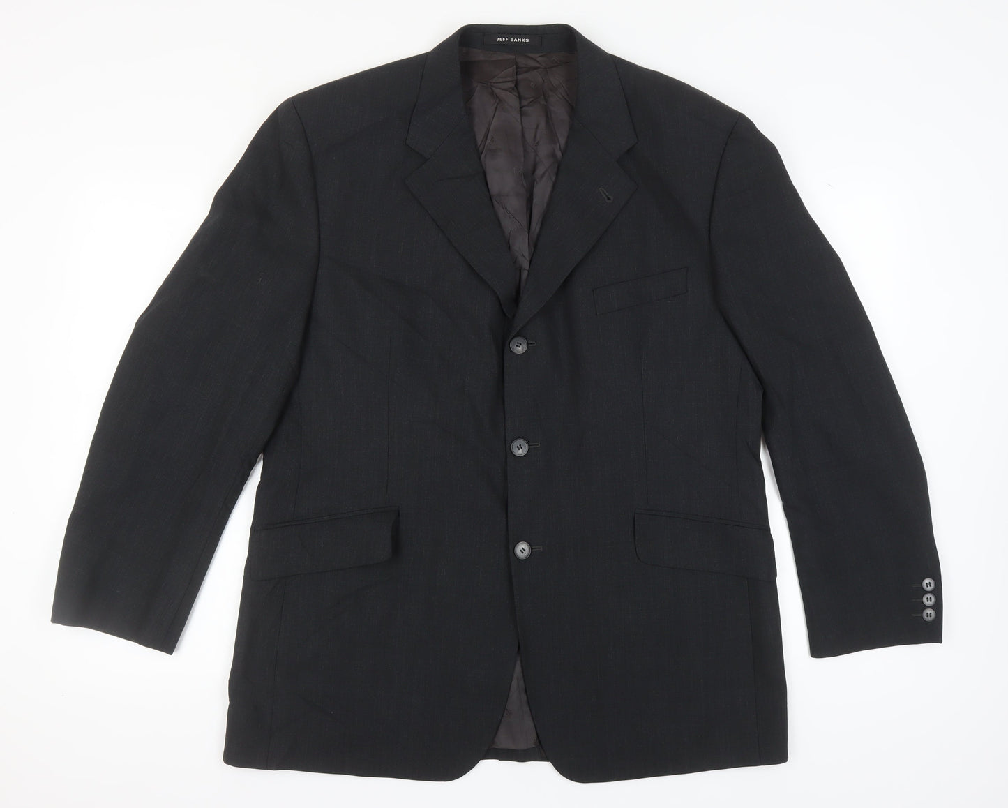 Jeff Banks Men's Black Wool Suit Jacket - Size 44R