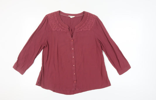 White Stuff Women's Red Embroidered Blouse Size 12