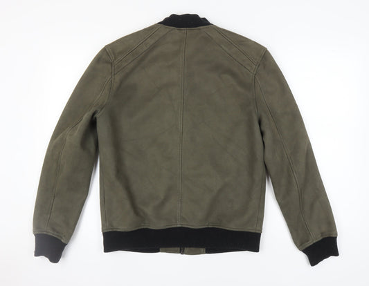 River Island Men's Green Bomber Jacket M Casual
