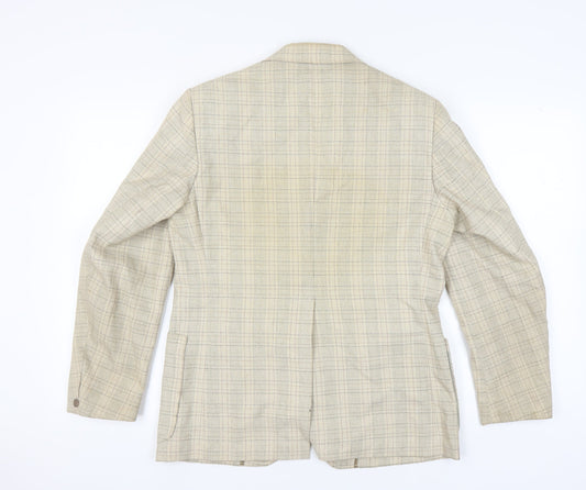 Gurtex Men's Beige Check Blazer, Size 40 Regular Fit