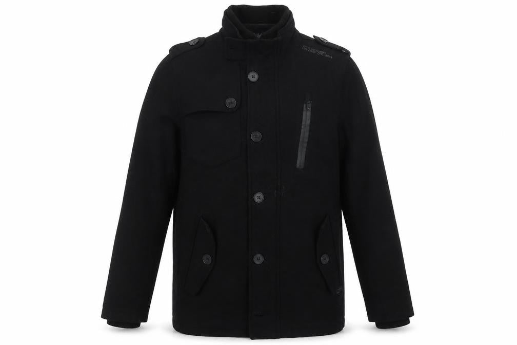 Brave Soul Men's Black Military Wool Jacket L