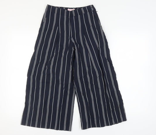 Joules Women's Blue Striped Wide-Leg Trousers Size 8