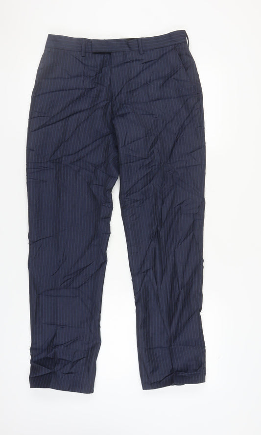 Jaeger Men's Blue Striped Wool Trousers 32R