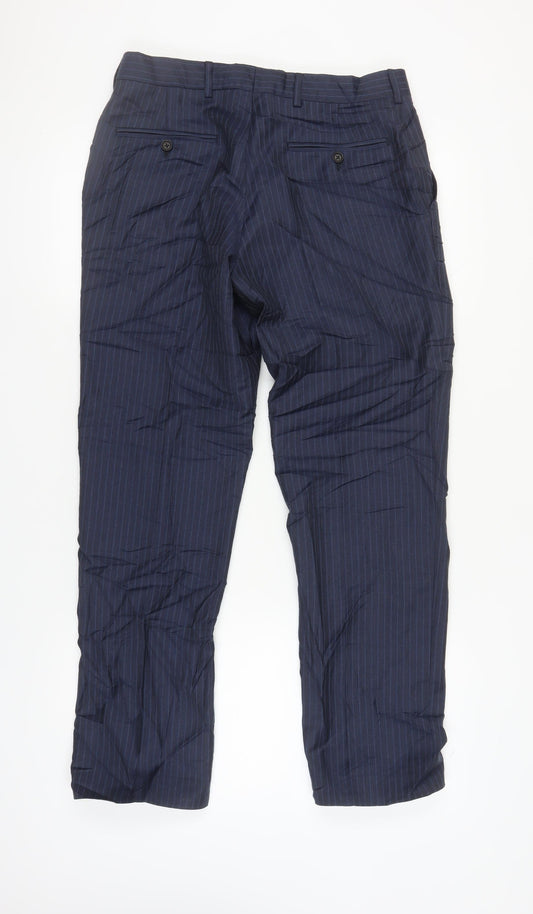 Jaeger Men's Blue Striped Wool Trousers 32R