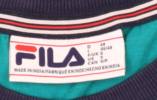 Fila Men's Green Cotton Crew Neck Logo T-Shirt, Size S