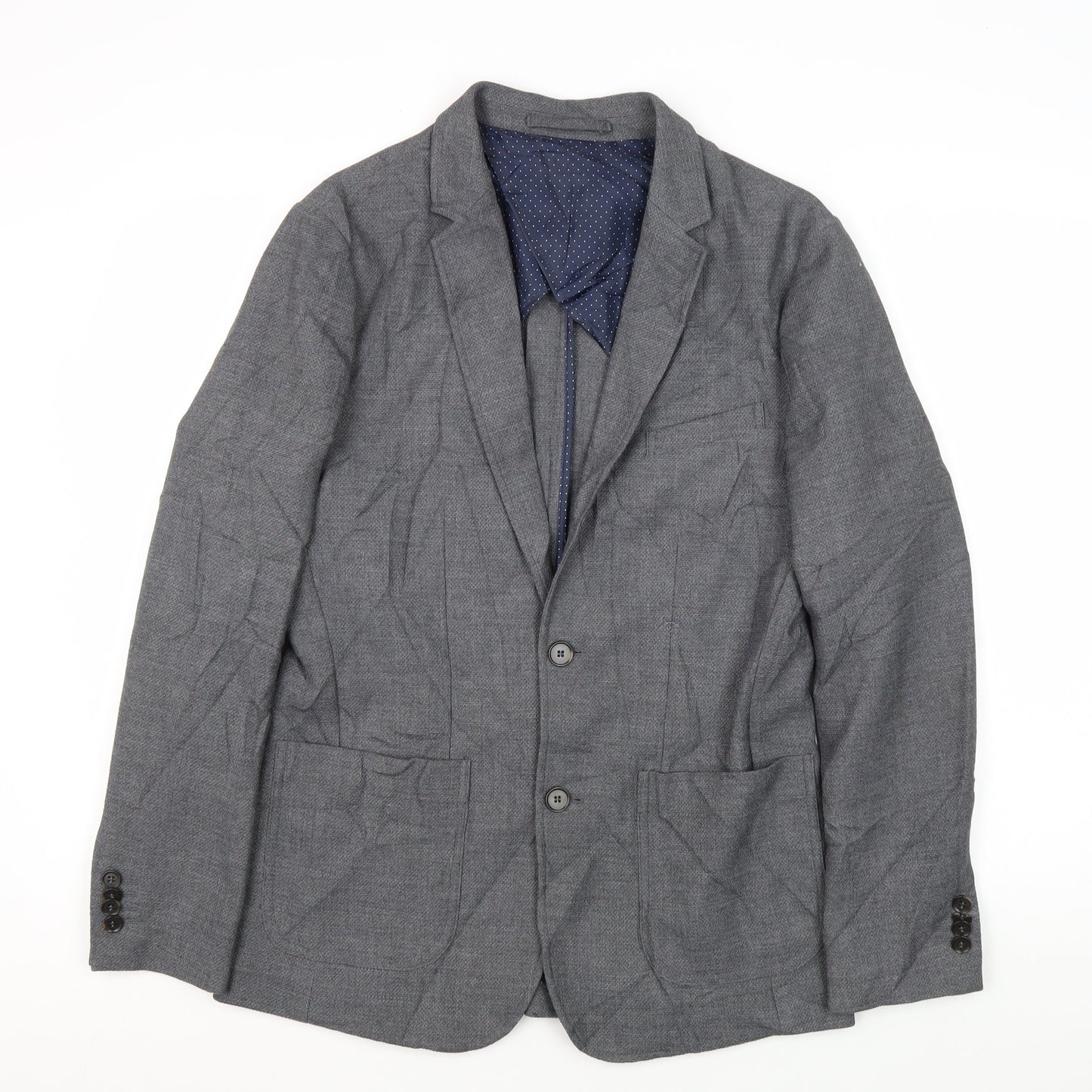 Jack & Jones Men's Grey Blazer, Size 48, Notch Lapel