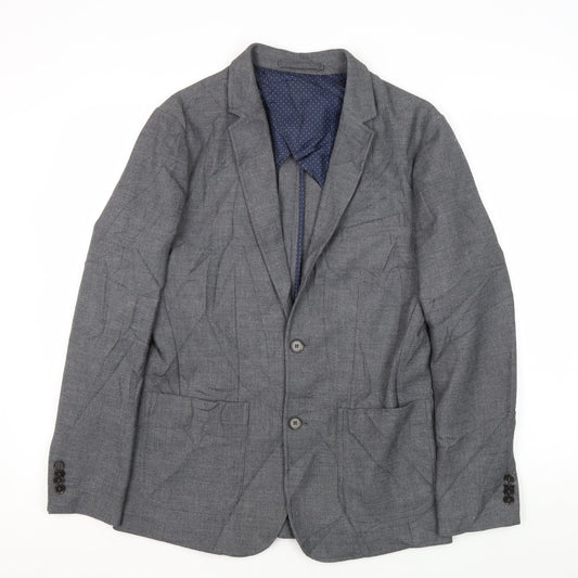 Jack & Jones Men's Grey Blazer, Size 48, Notch Lapel
