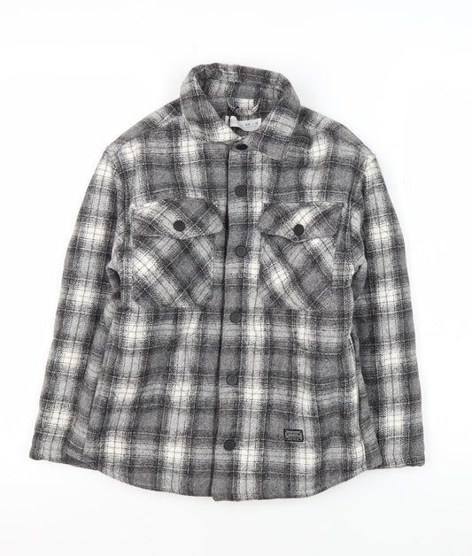 Zara Boys Grey Plaid Shirt Jacket 8-9 Years