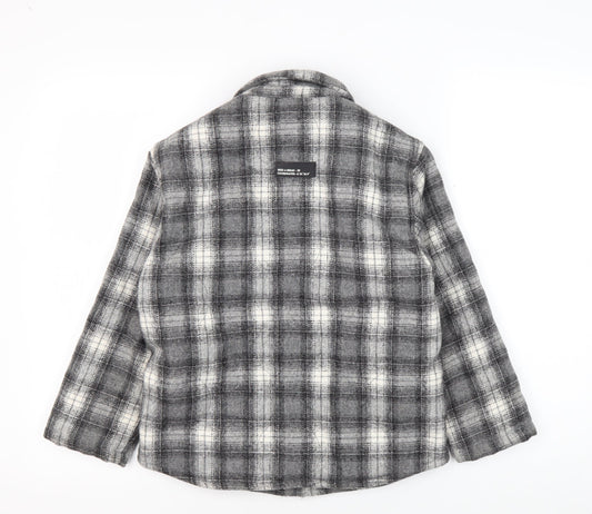 Zara Boys Grey Plaid Shirt Jacket 8-9 Years