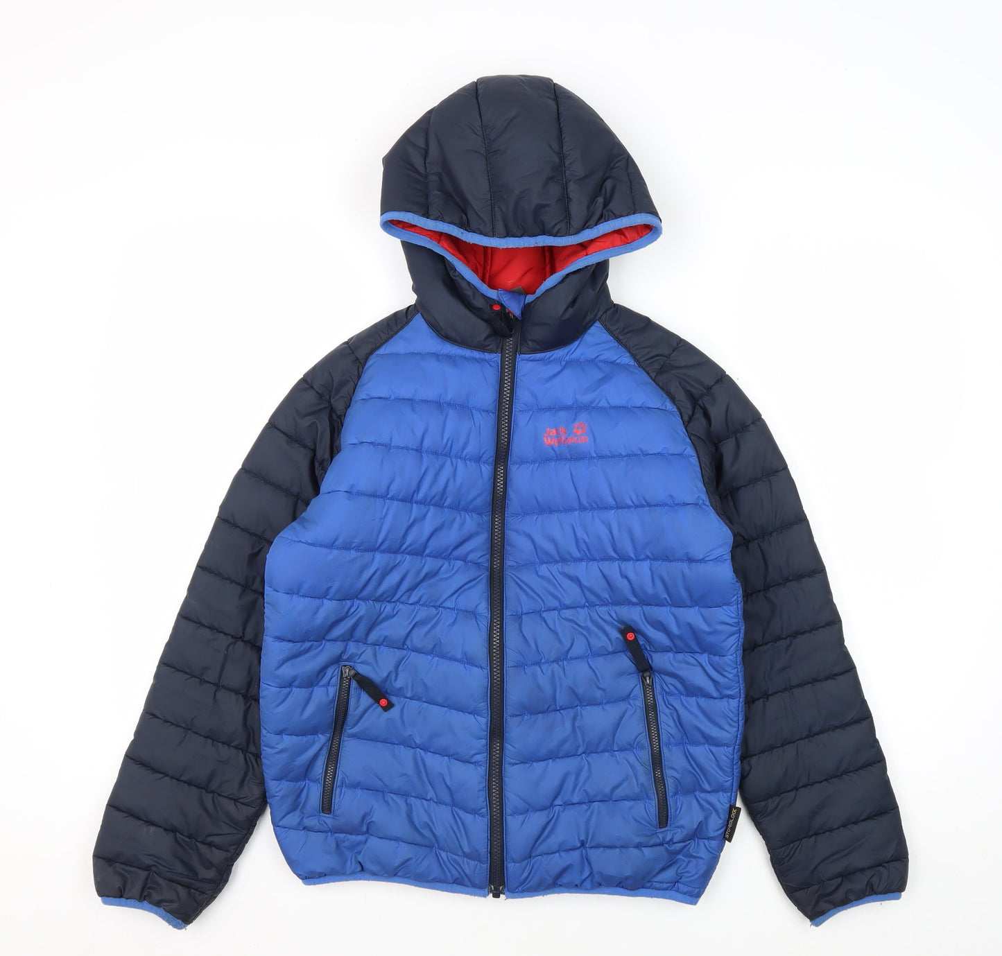 Jack Wolfskin Boys Blue Puffer Jacket, EU Size 152, Hooded