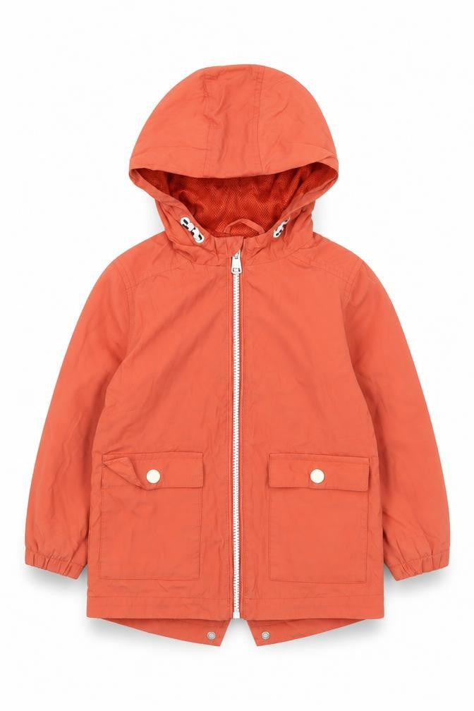 Front view of Marks & Spencer boys’ orange hooded jacket 2-3 years