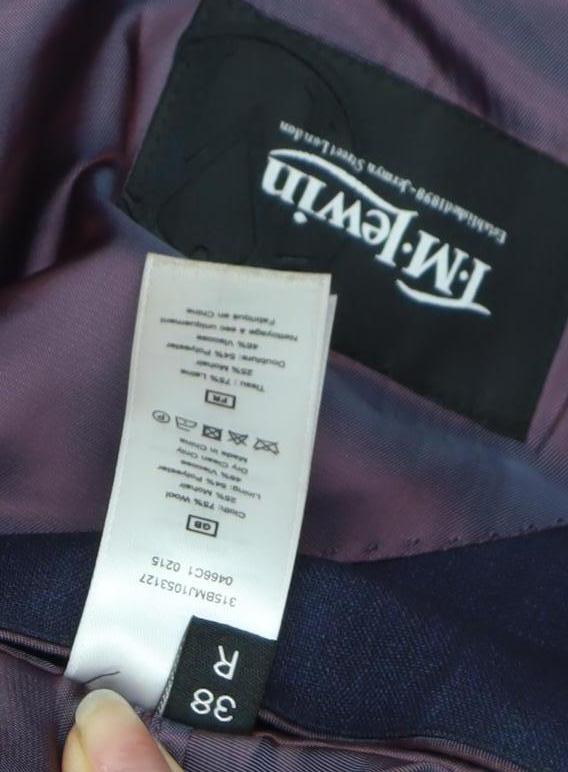 T.M.Lewin Men's Blue Suit Jacket 38 Regular