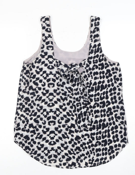 Whistles Women's Multicoloured Animal Print Bow Tank Top Size 8