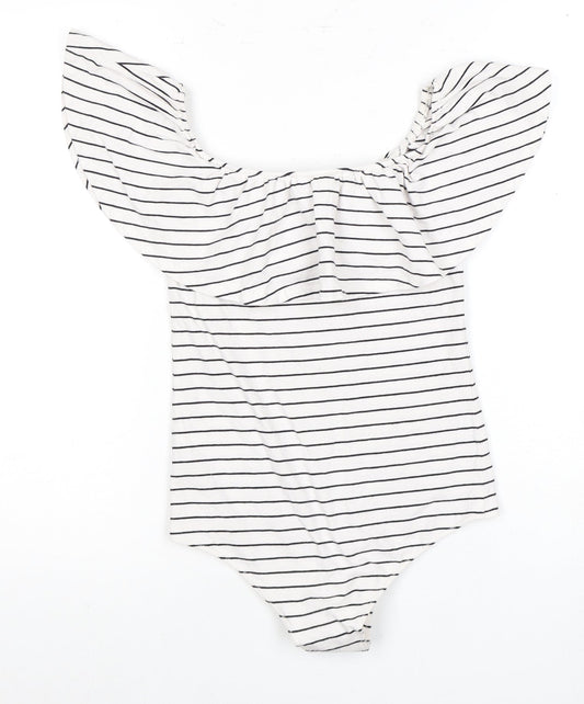 J.Crew Women's White Striped Bodysuit Size S