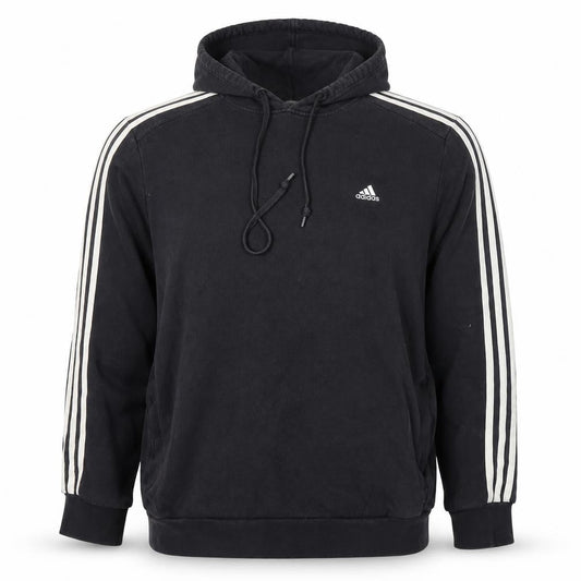 Front view of Adidas Men's Black Hoodie, size L, Pullover with Logo