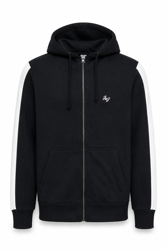 Mens UK XS Regular JACK & JONES Black Full Zip Hoodie