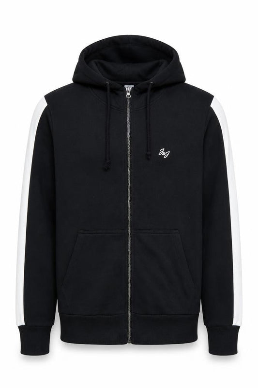 Mens UK XS Regular JACK & JONES Black Full Zip Hoodie