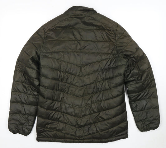 Jack & Jones Boys Green Puffer Jacket, Full Zip, Size 11-12 Years