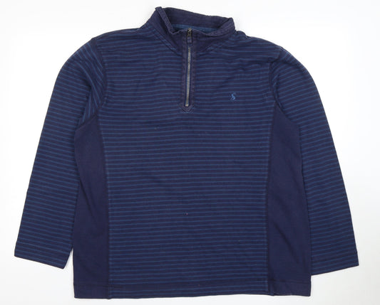 Joules Men's Blue Striped 1/2 Zip Hoodie - Size L