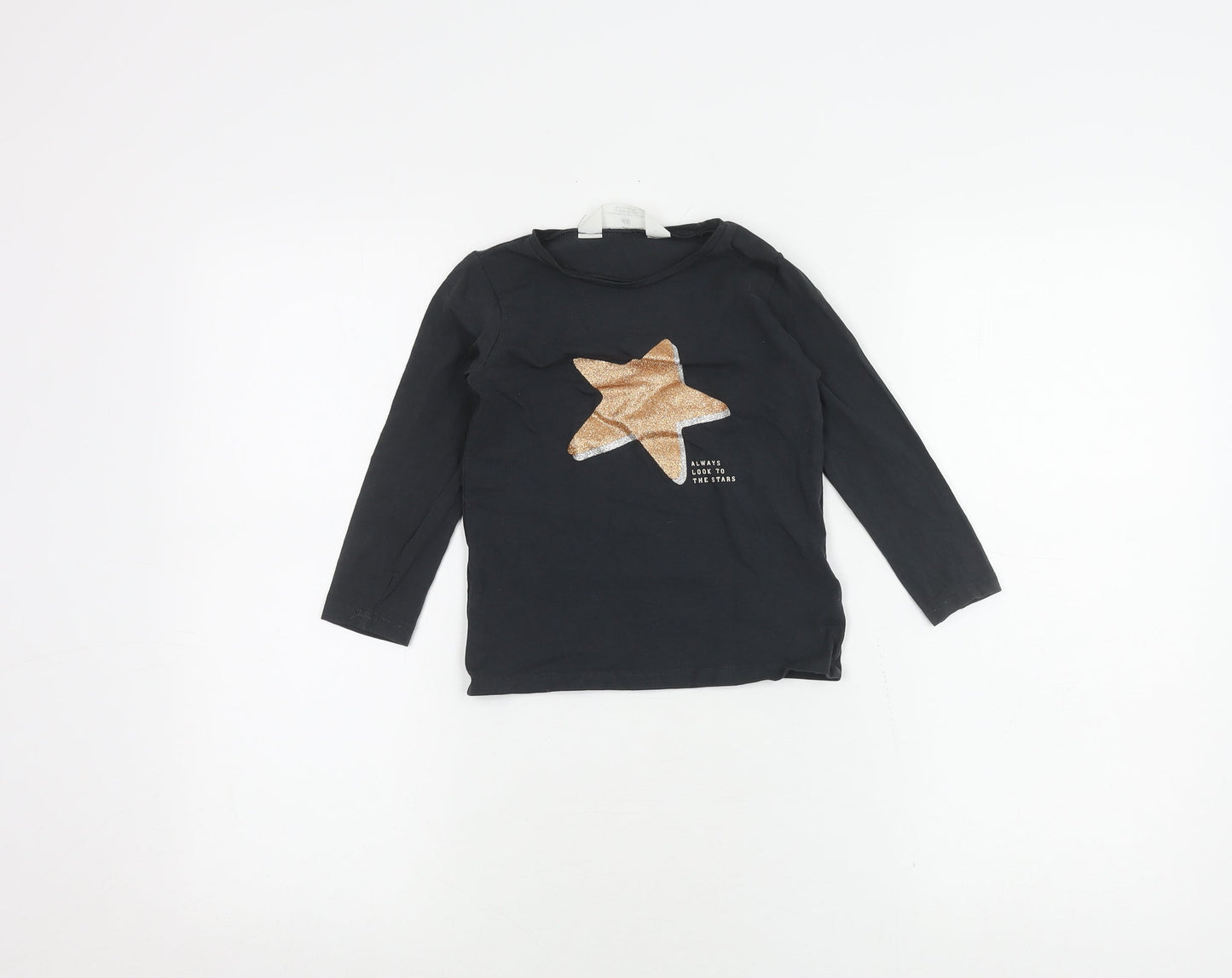 H&M Teens Black Glitter Star Long Sleeve T-Shirt