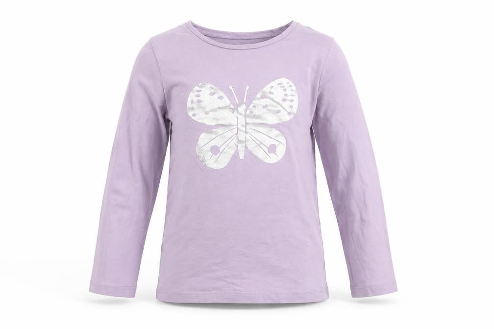 Front view of H&M girls’ purple long sleeve t-shirt 2-3 years butterfly
