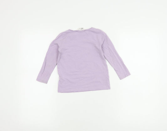 H&M Girls Purple Long Sleeve T-Shirt 2-3 Years Butterfly