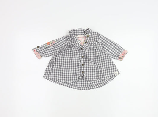 Mantaray Girls Grey Check Button-Up Shirt, 3-6 Months