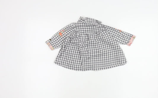 Mantaray Girls Grey Check Button-Up Shirt, 3-6 Months