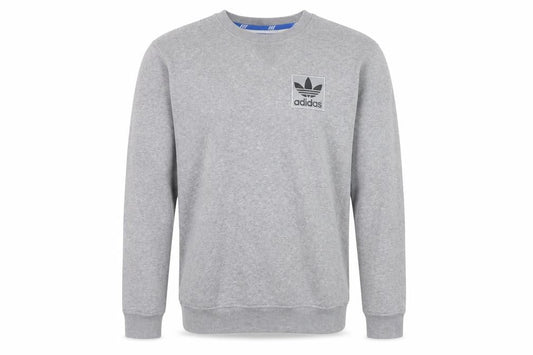 Front view of Adidas Men's Grey XS Pullover Sweatshirt with Logo