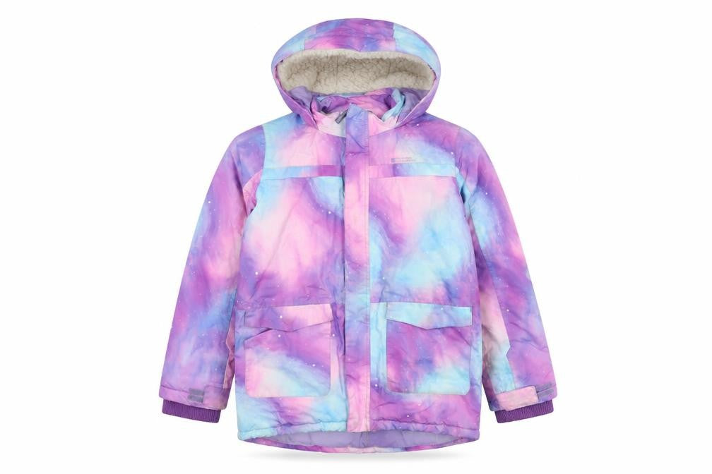 Front view of Mountain Warehouse girls’ galaxy puffer jacket 13y