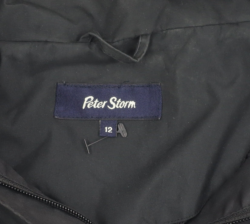 Peter Storm Women's Black Hooded Waterproof Jacket Size 12